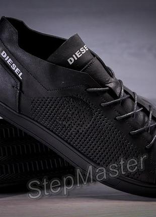 Кеды кроссовки кожаные с перфорацией diesel pirate black4 фото