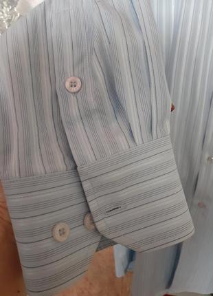 Рубашка ferrero gizzi голубая в рубчик хлопок с рукавом классика3 фото