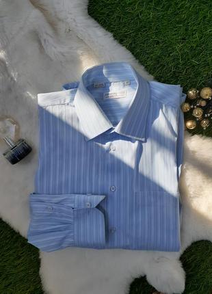 Рубашка ferrero gizzi голубая в рубчик хлопок с рукавом классика2 фото