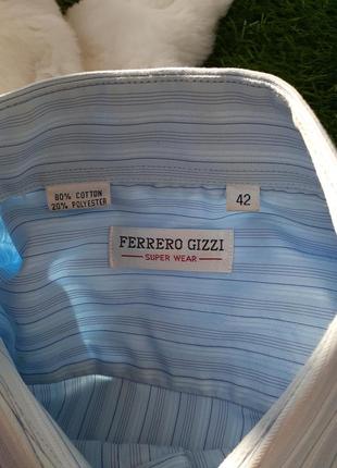 Рубашка ferrero gizzi голубая в рубчик хлопок с рукавом классика7 фото