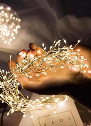 Гірлянда на батарейках роса феєрверк niki light гірлянда 3 м капля роси з режимами 100 led лед гірлянда на пульті тепла біла