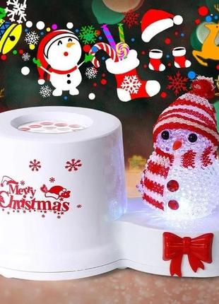 Ночник проектор снеговик на подставке 3вт светодиодный от usb 185x115x95мм white/red