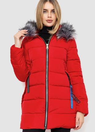 Куртка женская с мехом, цвет красный, 235r8804