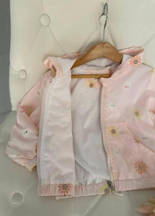 Куртка-ветровка с цветочками розовая 2159 19, розовый, девочка, весна лето, 100 см, 2 года3 фото