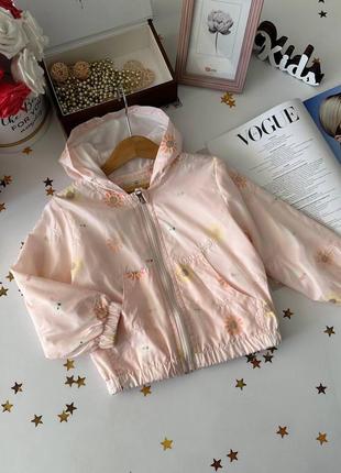 Куртка-ветровка с цветочками розовая 2159 19, розовый, девочка, весна лето, 100 см, 2 года