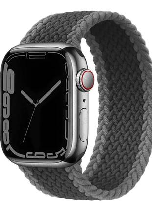 Ремінець для смарт-годинника apple watch плетений нейлоновий black — gray 42 mm / 44 mm / 45 mm / 49 mm розмір l (155