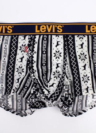 Чоловічі труси levis, приємний гладкий матеріал, колір білий із чорними оленями, різні розміри