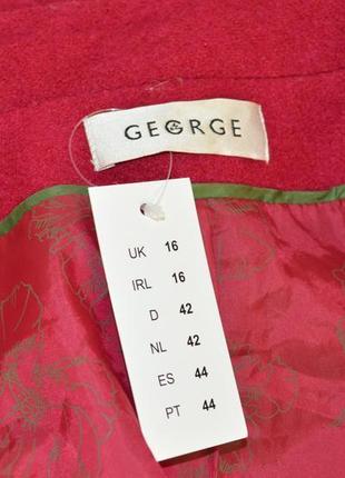 Брендовое розовое демисезонное шерстяное пальто с карманами george3 фото
