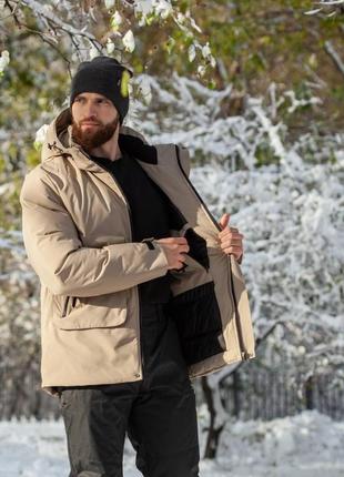 Мужская зимняя очень теплая куртка на молнии со съемным капюшоном размеры 48-56