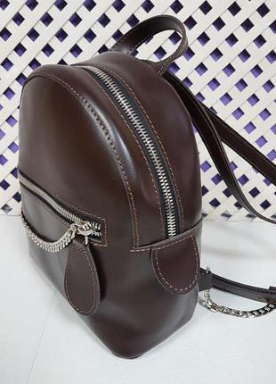 Рюкзак жіночий середній натуральна шкіра, коричневий матовий 17152 фото