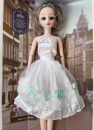 Ростовая шарнирная кукла "разумница" 60 см 1/3, белое платье4 фото