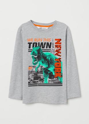 Футболка 122 128 см 6-8 років h&m з динозавром і паєтками для хлопчика