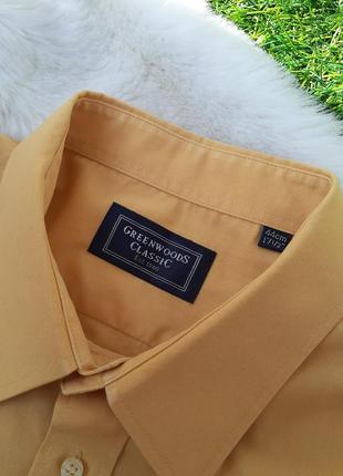 100% хлопок рубашка greenwoods classic желтая с коротким рукавом большой размер8 фото