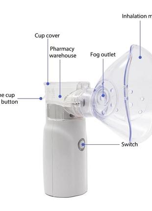Інгалятор дитячий, безшумний ультразвуковий перезаряджається имобулайзер для дітей і дорослих5 фото