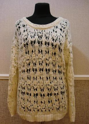 Подовжена в'язана кофта з довгим рукавом