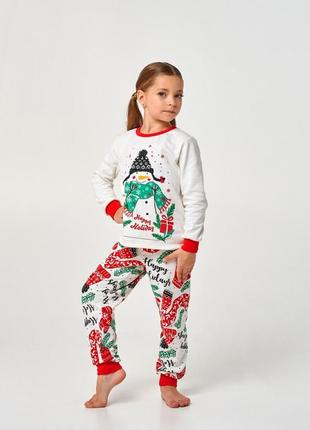 Дитяча піжама | з начесом | 100% бавовна | 80 | ідеальний новорічний подарунок для дівчинки smil 104533-2s білий2 фото