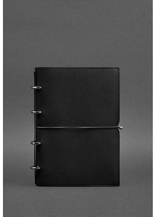 Кожаный блокнот а4 на кольцах (софт-бук) 9.0 в мягкой обложке черный краст