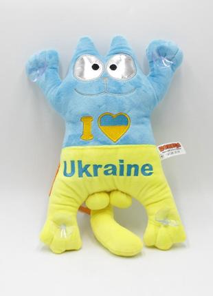 Котик i love ukraine 1/5 м'яка іграшка на присосках у машину патріотична іграшка