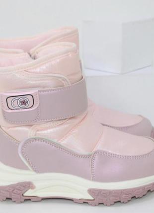 Зимові чобітки рожевого кольору для дівчинки3 фото
