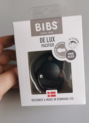 Соска пипка bibs de lux silicone black 0-36 міс силіконова1 фото