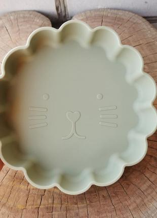 Силиконовая детская тарелка для первого прикорма котик4 фото