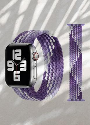 Ремешок для смарт-часов apple watch плетенный нейлоновый purple - white 42mm / 44mm / 45mm / 49mm размер l