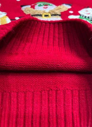 Детский красный « трио»  новогодний свитер5 фото