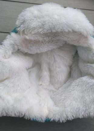 Новорічна шапка снігуронька  в паєтках на завязках6 фото