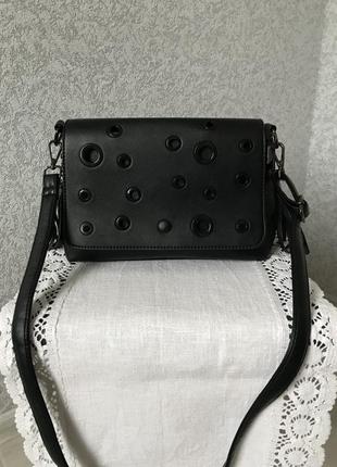 Karlos marconi, жіноча, чорна сумка, гарний шкірозамінник.