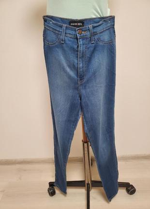 Хорошие брендовые джинсовые брюки высокая посадка1 фото