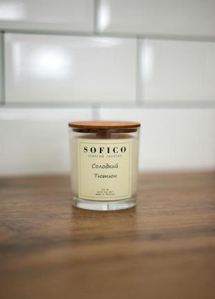 Соевая ароматическая свеча "сладкий табак" sofico candles4 фото