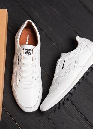 Мужские кожаные кроссовки rbk classic white pearl9 фото