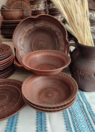 Миска из красной глины,миска керамическая,миска суповая