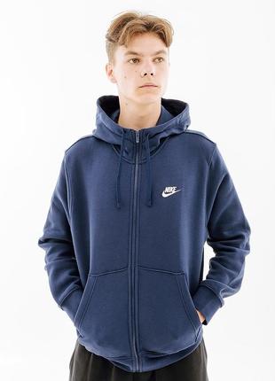 Чоловіча толстовка nike club hoodie fz bb синій 2xl (7dbv2645-410 2xl)