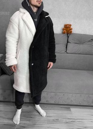Пальто утепленное оверсайз черно-белое2 фото