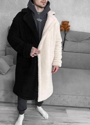 Пальто утепленное оверсайз черно-белое1 фото