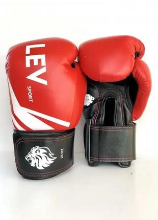Боксерские перчатки lev sport 14 oz комбинированные красные