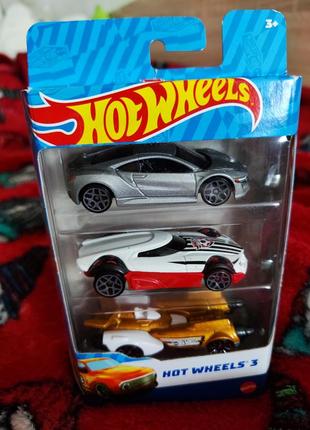 Набір з 3-х базових машинок mattel hot wheels