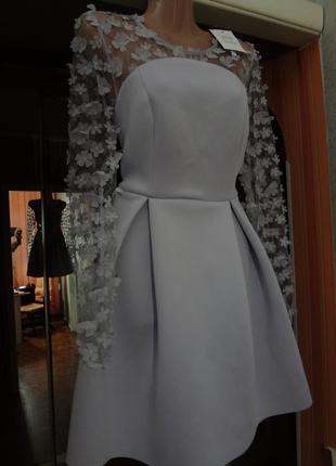 Розпродаж! сукня asos лавандова з рельєфним 3d квітковим мереживом7 фото