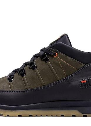 Мужские зимние кожаные кроссовки fila olive classic3 фото