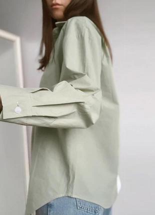 Дизайнерская рубашка с кожаным топом, оливковая стильная двухцветная как zara3 фото