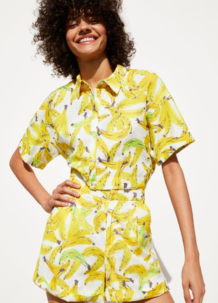 Zara топ бананы, рубашка укороченная летняя2 фото