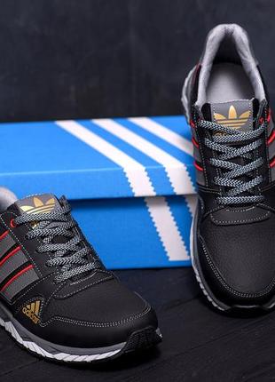 Чоловічі шкіряні кросівки adidas tech flex black8 фото