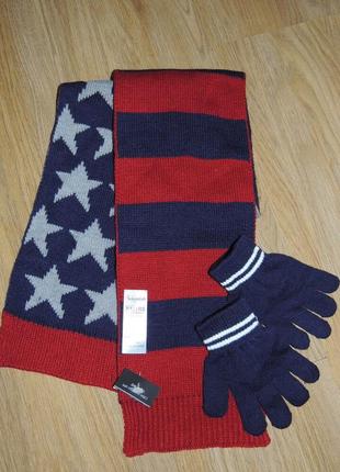 Новий комплект шарф набор 5-10р. набір теплий теплый варежки рукавички рукавиці