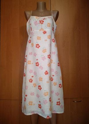 Очаровательное льняное платье сарафан лён пог-46 см