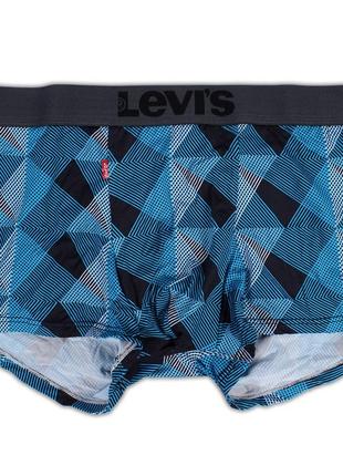 Мужские трусы levis, приятный гладкий материал, цвет голубой, разноцветные полосатые треугольники, размер xxl
