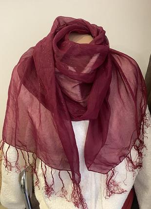 Хустка шарф шифонова з ниткою срібло