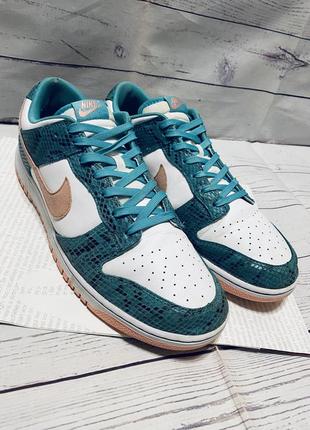 Кросівки nike dunk low snakeskin green dr8577-300 оригінал, шкіряні р48.5