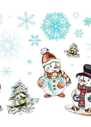 Набор наклеек новогодних "снеговик у дома" melinera 4 шт. 22,5 х 33 см3 фото
