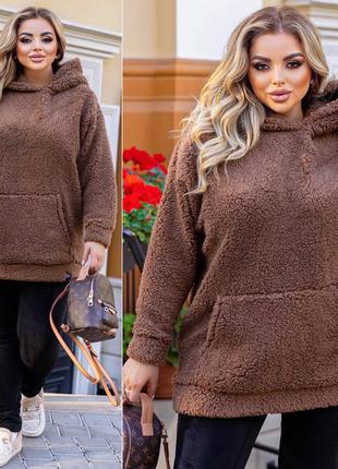 Крутой теплый меховой худи oversized